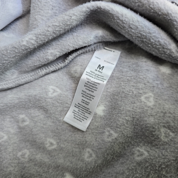 Carter's Grey Fleece 6-9 Month Clouds And Hearts Baby Sleep Sack - Picture 4 of 7